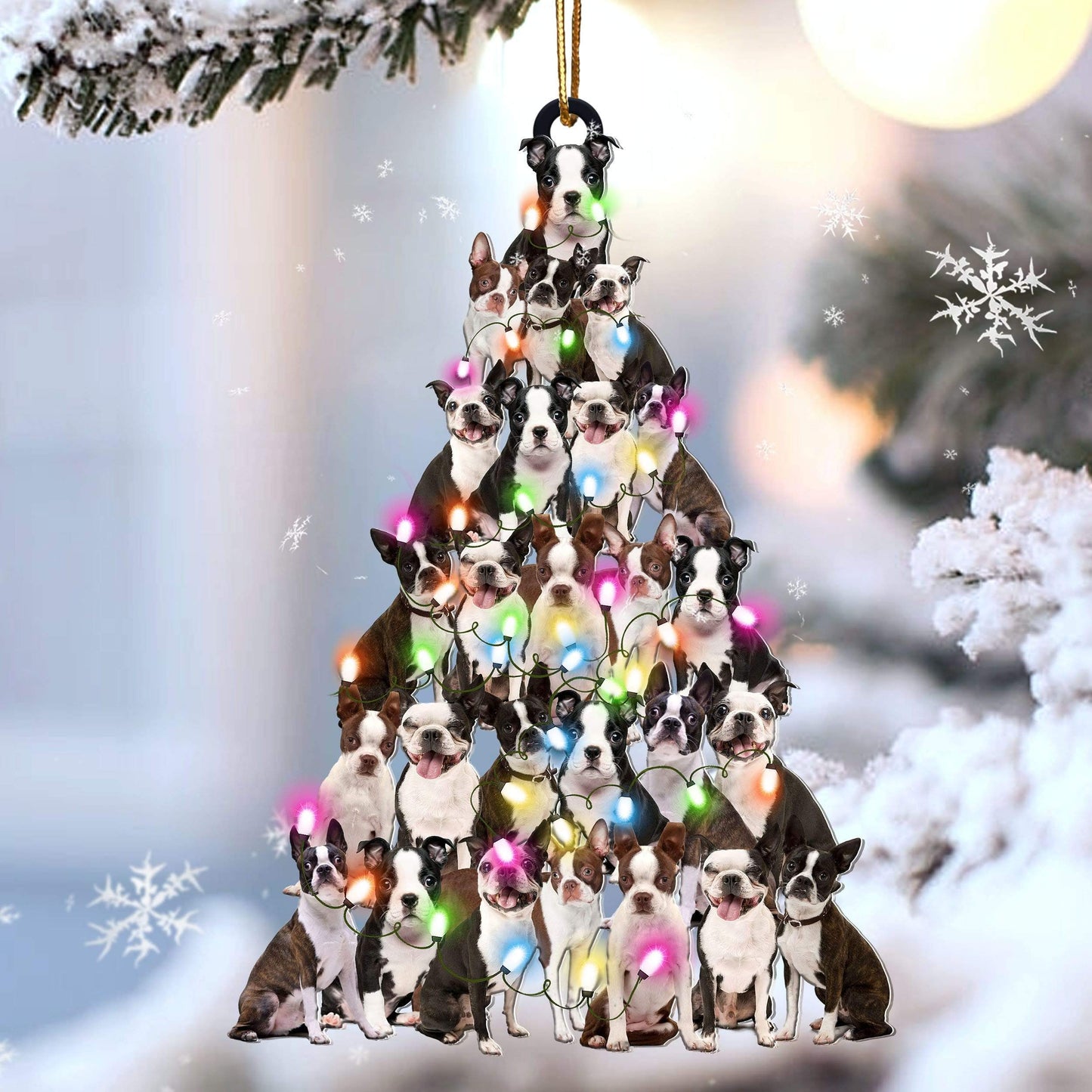 Boston Terrier Lovely Tree Gift For Boston Terrier Lover Gift For Dog Mom Ornament, Best Gift For New Car,Christmas Decoration