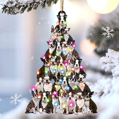 Boston Terrier Lovely Tree Gift For Boston Terrier Lover Gift For Dog Mom Ornament, Best Gift For New Car,Christmas Decoration