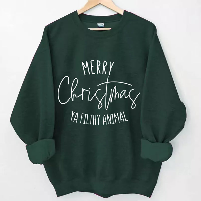 Merry Christmas Ya Filthy animal Sweatshirt, Christmas Sweatshirt Cute, Christmas Winter Sweatshirt