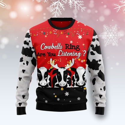 Cow Bell Rings Ugly Christmas Sweater, Christmas Ugly Sweater,Christmas Gift,Gift Christmas 2022