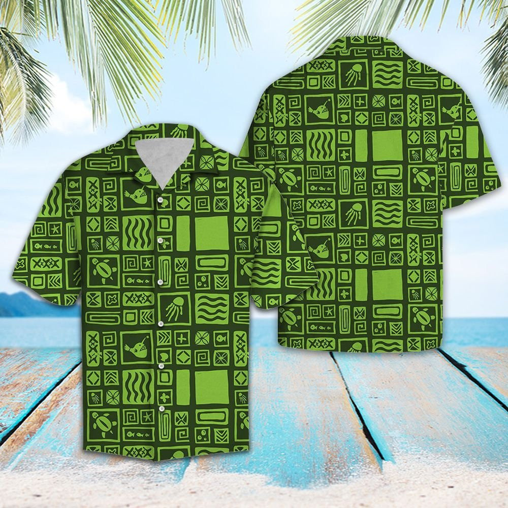 Classic Green Polynesian Hawaiian Art Hawaiian Shirt, Hawaiian For Gift