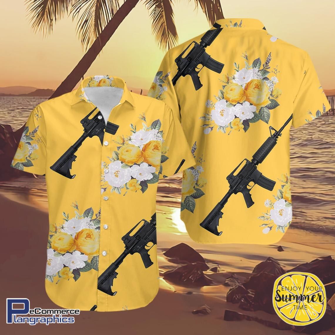 M4A1 Guns Aloha Shirt Hawaiian Aloha Shirt Hawaiian Shorts Beach Short Shirt, Hawaiian Shirt Gift, Christmas Gift