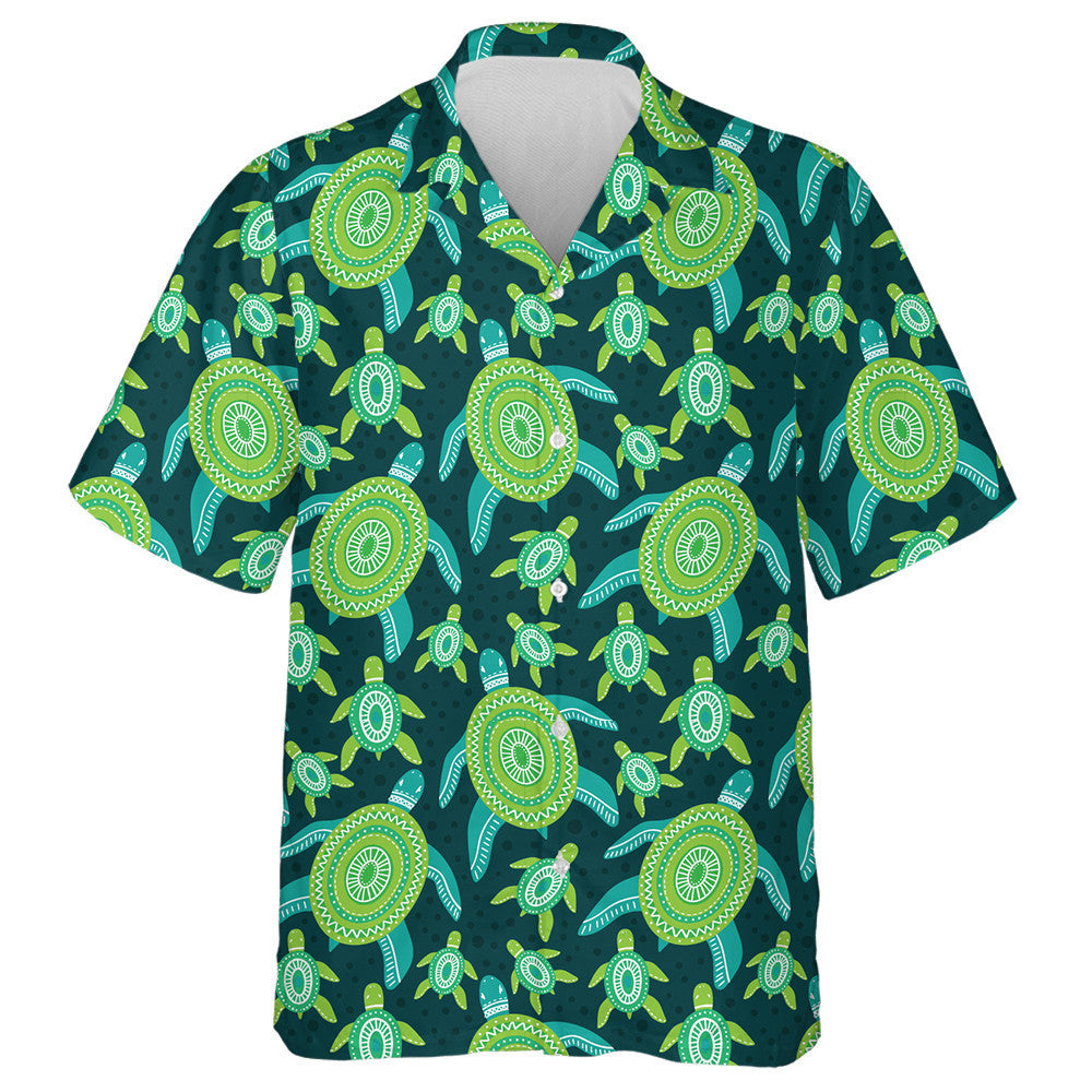 Green Ornament Turtles Sea Reptile Animal Illustration Hawaiian Shirt, Hawaiian Shirt Gift, Christmas Gift