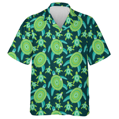 Green Ornament Turtles Sea Reptile Animal Illustration Hawaiian Shirt, Hawaiian Shirt Gift, Christmas Gift