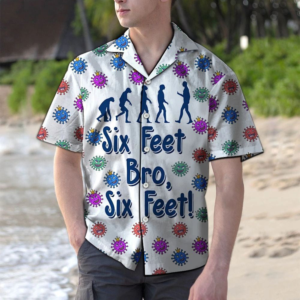 Colorful Virus Six Feet Bro Six Feet Pattern Hawaiian Shirt, Hawaiian Shirt Gift, Christmas Gift