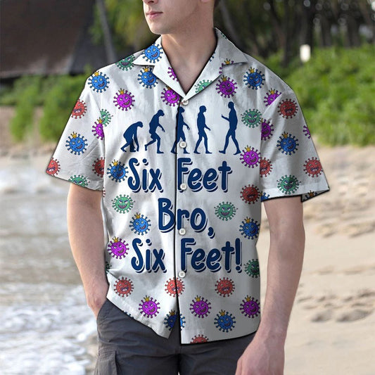 Colorful Virus Six Feet Bro Six Feet Pattern Hawaiian Shirt, Hawaiian Shirt Gift, Christmas Gift