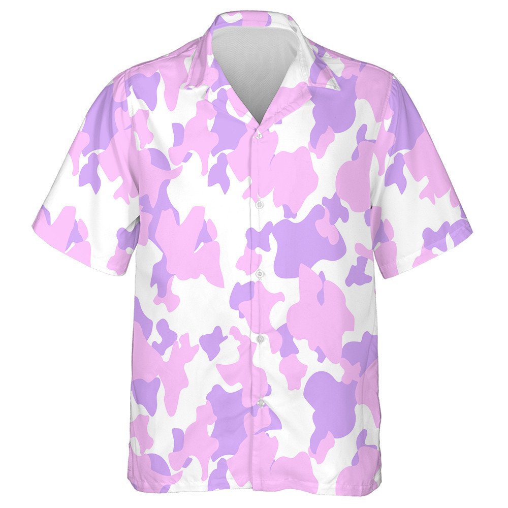 Modern Abstract Pink Purple And White Camouflage Pattern Hawaiian Shirt, Hawaiian Shirt Gift, Christmas Gift