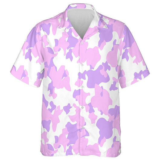 Modern Abstract Pink Purple And White Camouflage Pattern Hawaiian Shirt, Hawaiian Shirt Gift, Christmas Gift