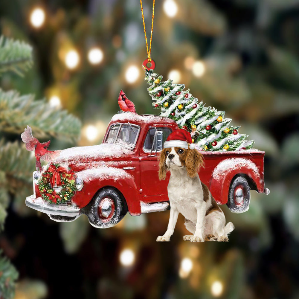 Cavalier King Charles Spaniel-Cardinal & Truck Two Sided Christmas Plastic Hanging Ornament, Happy Christmas Ornament, Christmas Gift, Christmas Decoration