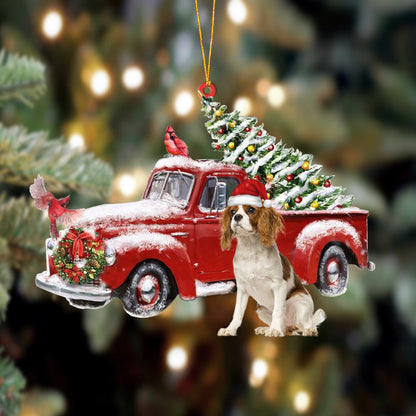 Cavalier King Charles Spaniel-Cardinal & Truck Two Sided Christmas Plastic Hanging Ornament, Happy Christmas Ornament, Christmas Gift, Christmas Decoration
