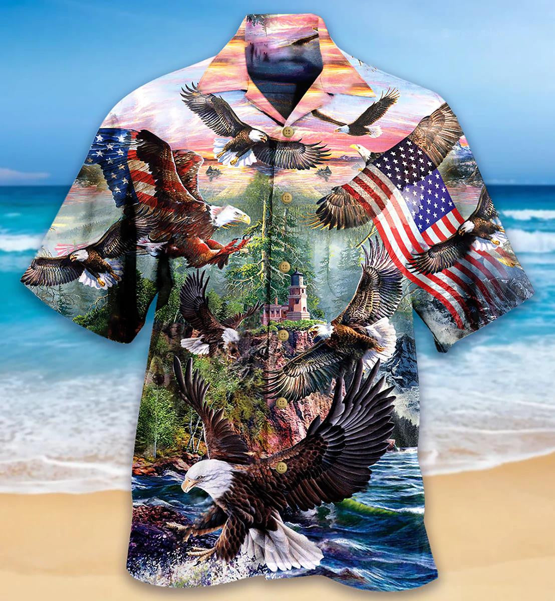 Eagle Spirit Of America 3D All Over Printed Hawaiian Shirt, Hawaiian Shirt Gift, Christmas Gift