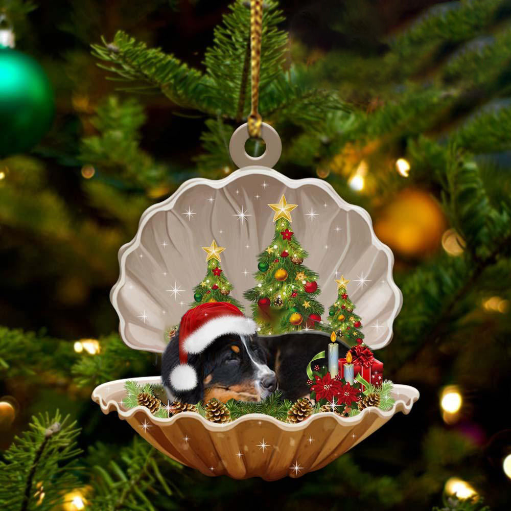 Cute Bernese Mountain Dog Sleeping in Pearl Dog Christmas Ornament Flat Acrylic,Christmas Gift,Christmas Decoration