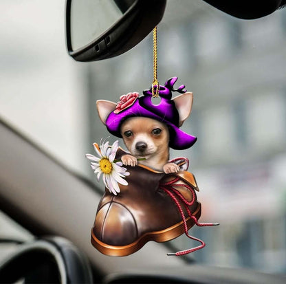 Chihuahua Flowers In Shoe Two Sides Ornament, Dog Pet Lover Gifts, Christmas Tree Ornament, Home Decor Plastic Ornament