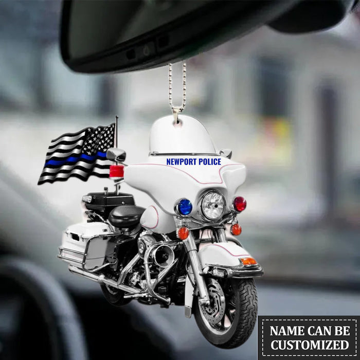 Police motorcycle Personalized Flat Car Ornament, Christmas Decoration