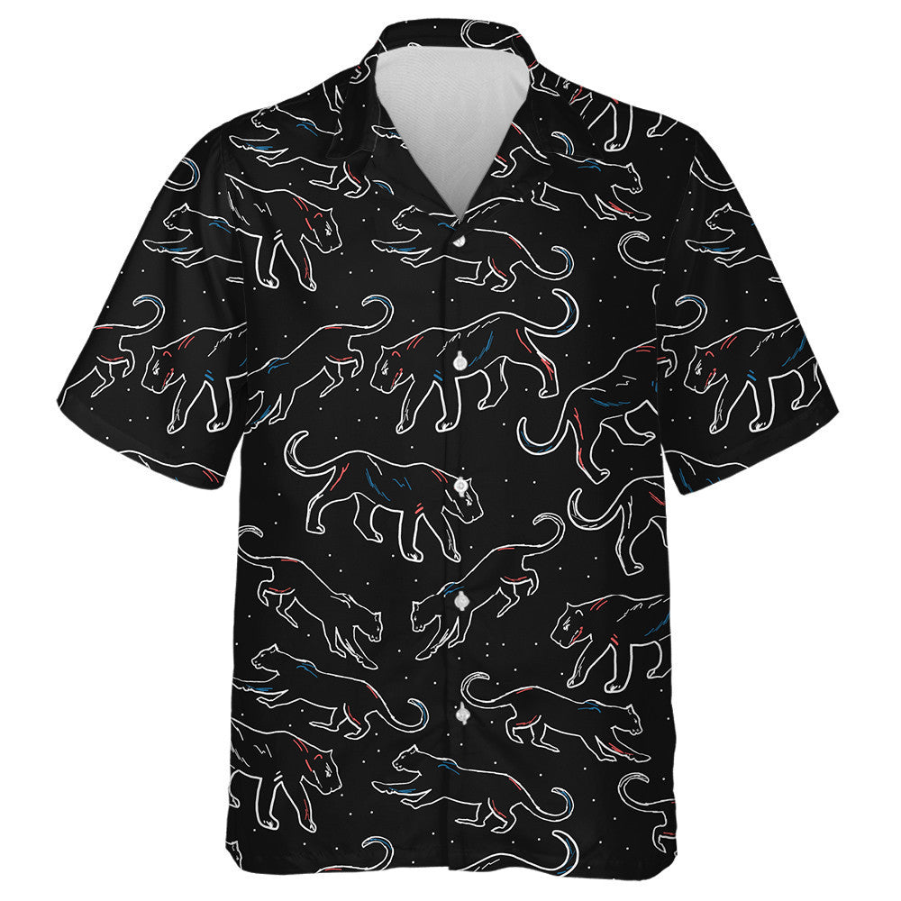 Trendy Animal Fashionable Wild Leopard Black Background Hawaiian Shirt, Hawaiian Shirt Gift, Christmas Gift