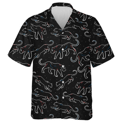 Trendy Animal Fashionable Wild Leopard Black Background Hawaiian Shirt, Hawaiian Shirt Gift, Christmas Gift