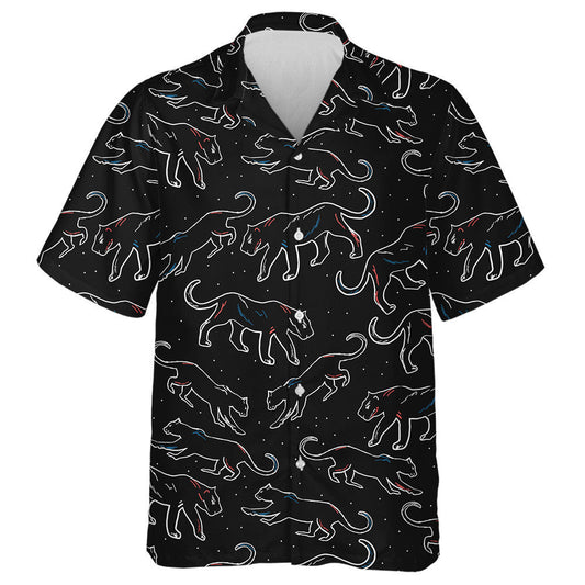 Trendy Animal Fashionable Wild Leopard Black Background Hawaiian Shirt, Hawaiian Shirt Gift, Christmas Gift