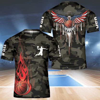 Basketball American Eagles All Over Print Hawaiian Shirt Camouflage Design, Hawaiian Shirt Gift, Christmas Gift