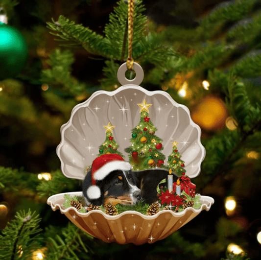 Cute Bernese Mountain Dog Sleeping in Pearl Dog Christmas Ornament Flat Acrylic,Christmas Gift,Christmas Decoration