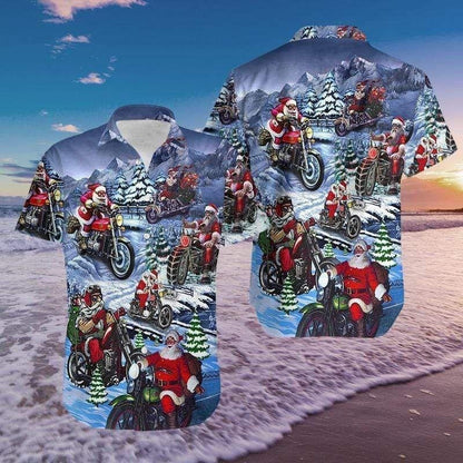 Christmas Driving With Santa Claus Vintage Style Design Hawaiian Shirt, Hawaiian Shirt Gift, Christmas Gift