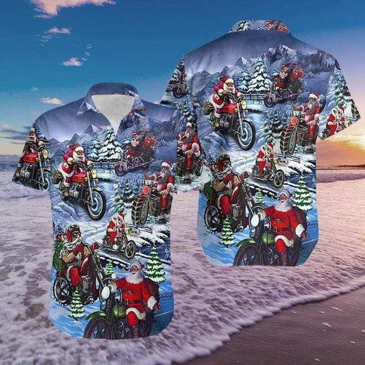 Christmas Driving With Santa Claus Vintage Style Design Hawaiian Shirt, Hawaiian Shirt Gift, Christmas Gift