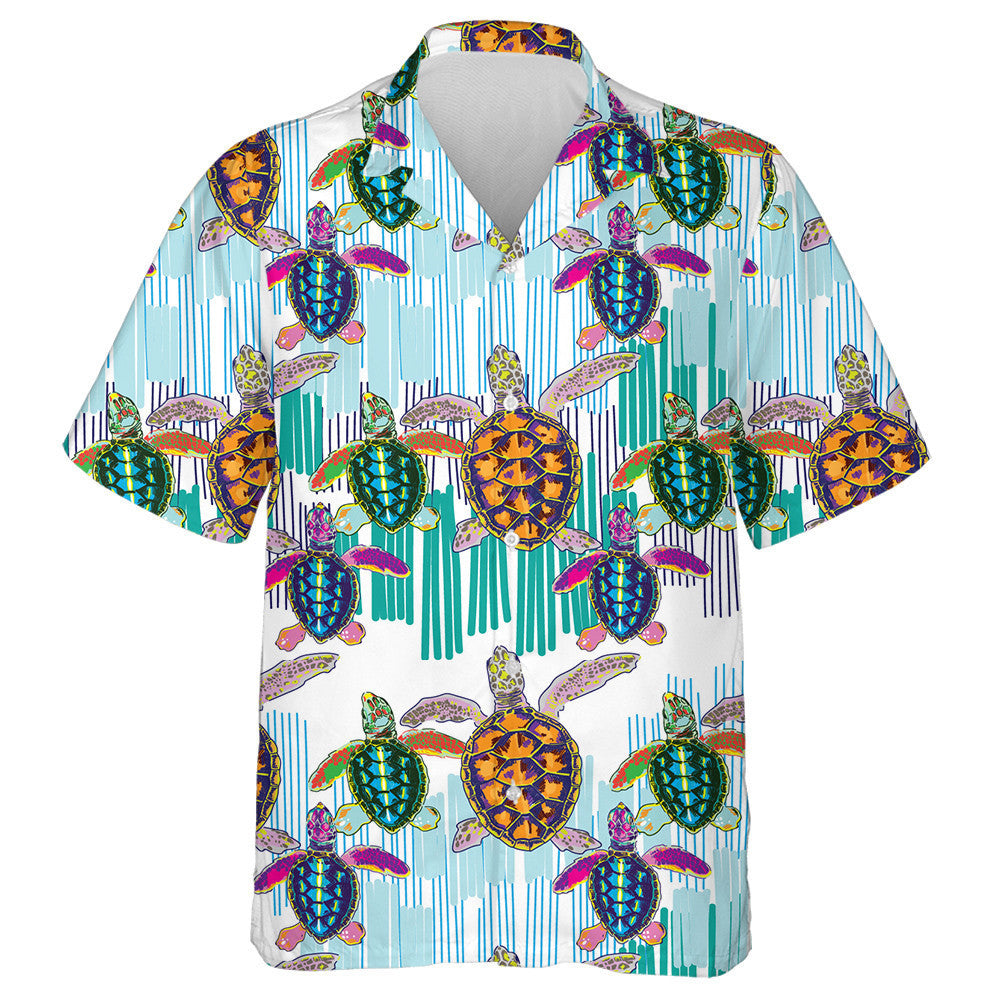 Hand Drawn Tribal Turtles Crawl To The Water Hawaiian Shirt, Hawaiian Shirt Gift, Christmas Gift