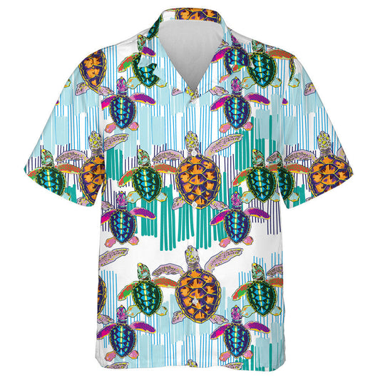 Hand Drawn Tribal Turtles Crawl To The Water Hawaiian Shirt, Hawaiian Shirt Gift, Christmas Gift