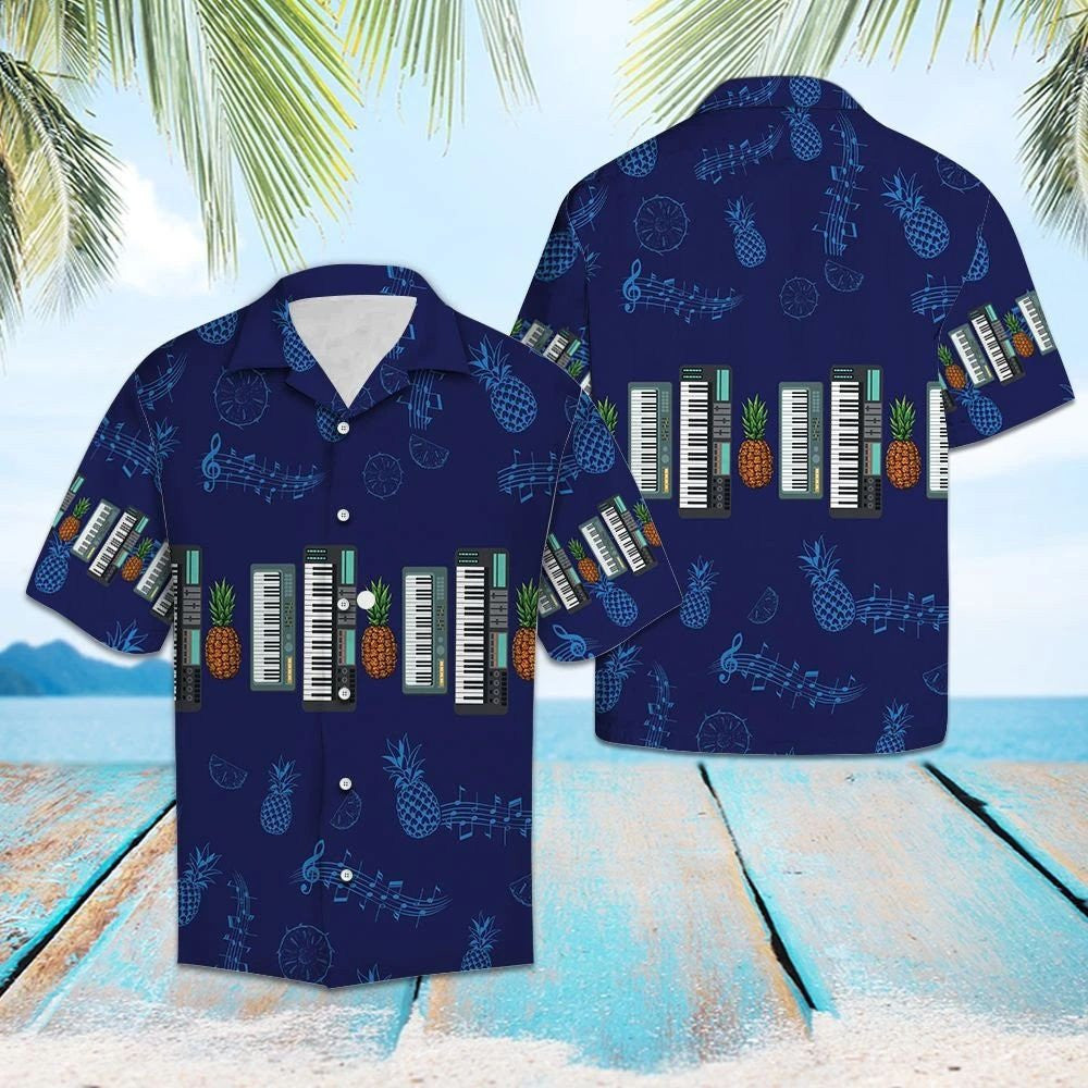 Electric Keyboard Musical Instrument Pattern Hawaiian Shirt,Hawaiian Shirt Gift, Christmas Gift