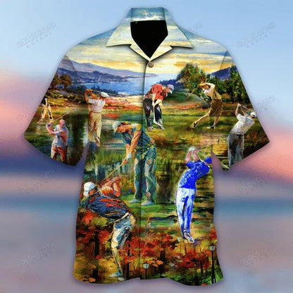 Golf Field Life Is Short Swing Hard Golf Hawaiian Shirt, Hawaiian Shirt Gift, Christmas Gift