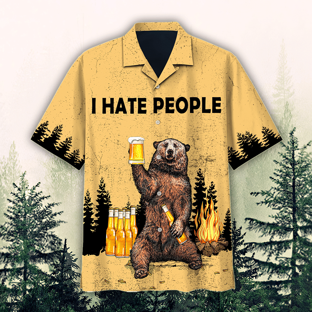 Famille I Hate People Pattern Hawaiian Shirt,Hawaiian Shirt Gift, Christmas Gift