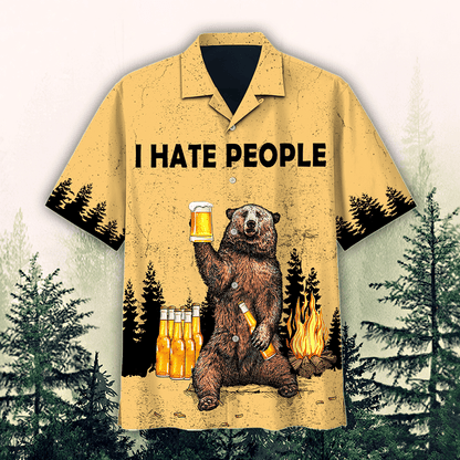 Famille I Hate People Pattern Hawaiian Shirt,Hawaiian Shirt Gift, Christmas Gift