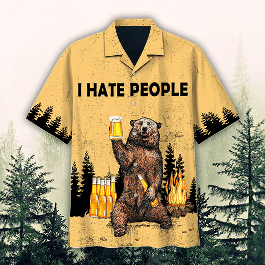 Famille I Hate People Pattern Hawaiian Shirt,Hawaiian Shirt Gift, Christmas Gift