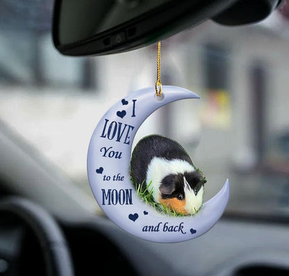 Guinea Pig Moon Back Gift For Guinea Pig Lover Two Sided Ornament Cus, Christmas Gift,Christmas Decoration