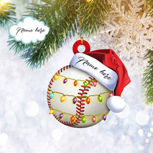 Custom Baseball Ball Flat 2D Christmas Ornament, Sport Lover Gift, Christmas Gift, Christmas Decoration