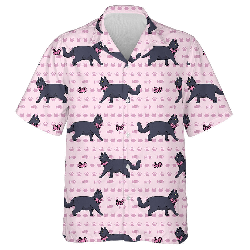 Cute Cartoon British Shorthair Cat With Pink Bow Hawaiian Shirt, Hawaiian Shirt Gift, Christmas Gift