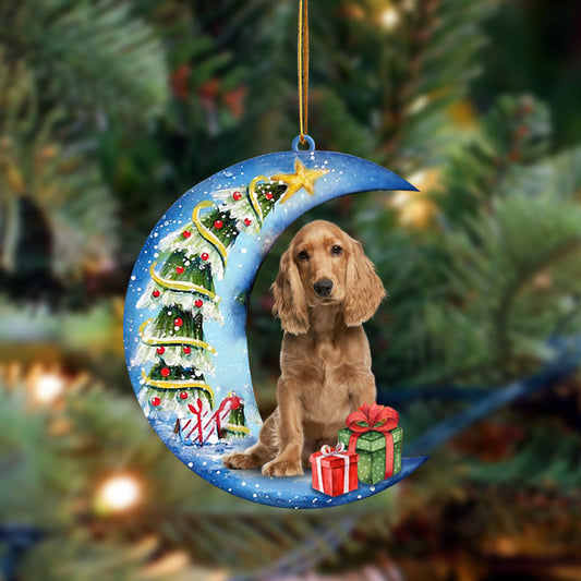 Cocker Spaniel Sit On The Blue Moon-Two Sided Christmas Plastic Hanging Ornament, Happy Christmas Ornament, Christmas Gift, Christmas Decoration