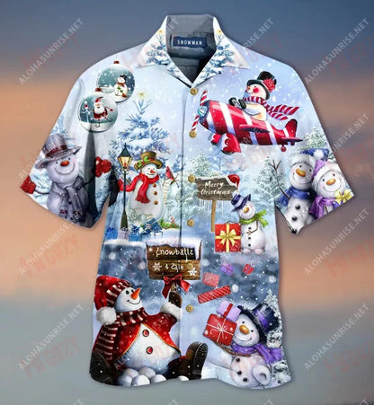 Love Never Melts Snowman Unisex Short Short Sleeve Shirt Ocean Hawaiian T Shirts Custom Hawaiian Shirts Funny Hawaiian Shirts, Hawaiian Shirt Gift, Christmas Gift