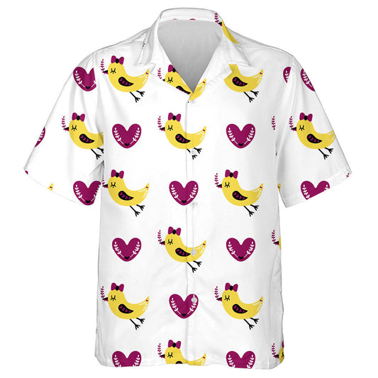 Flying Cute Bird In Bow Tie With Hearts Hawaiian Shirt, Hawaiian Shirt Gift, Christmas Gift
