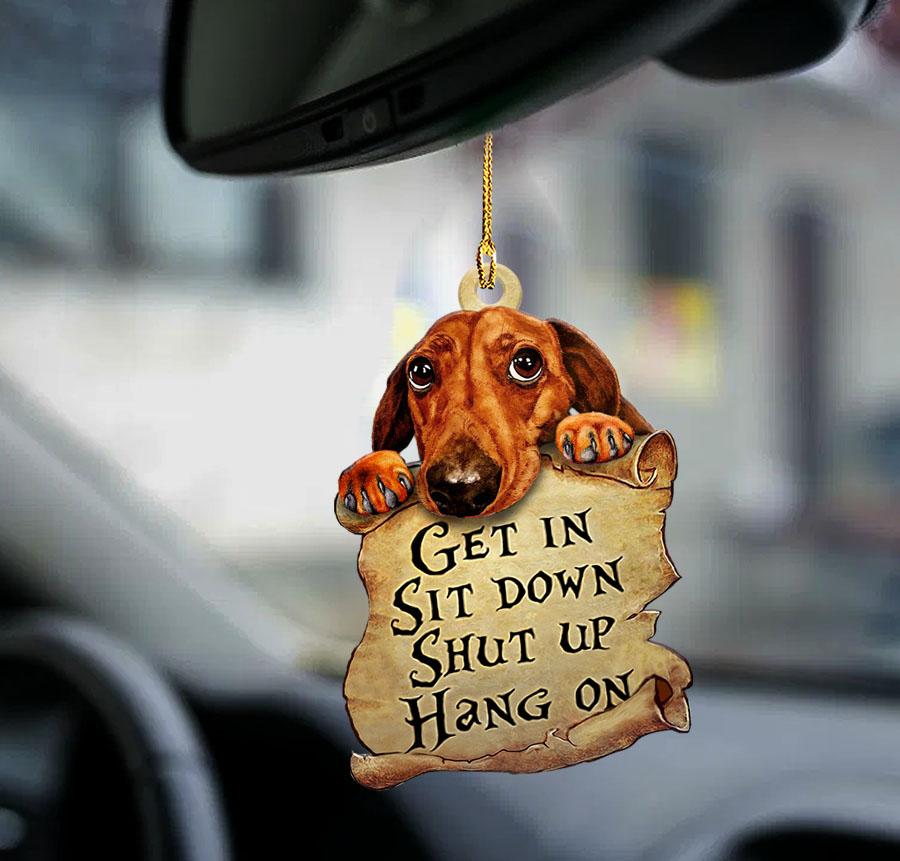 Dachshund get in doxie lover two sided ornament, Dog Car Hanging Ornaments, Christmas Decoration