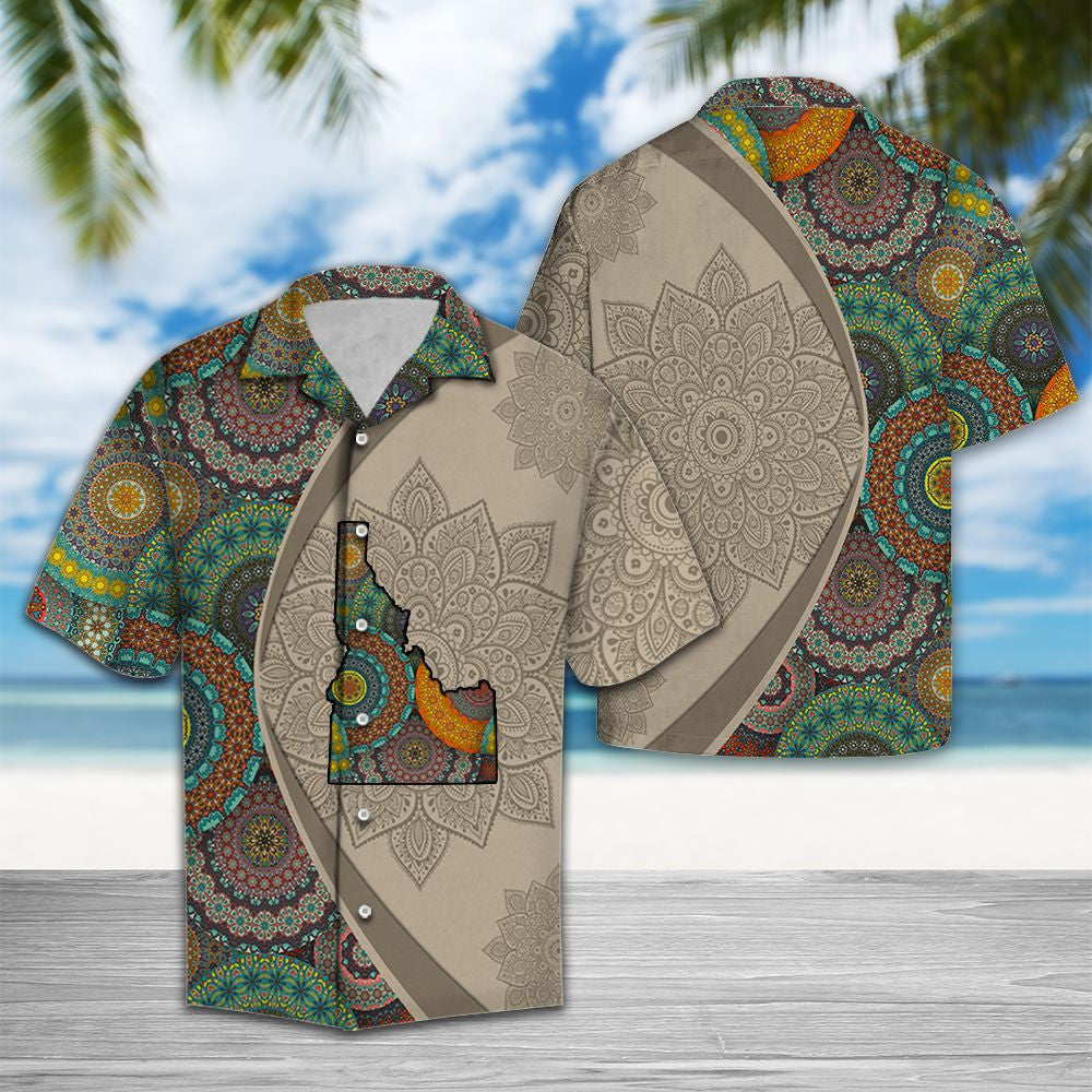 Idaho Mandala Style Flower Patchwork Hawaiian Shirt, Hawaiian For Gift
