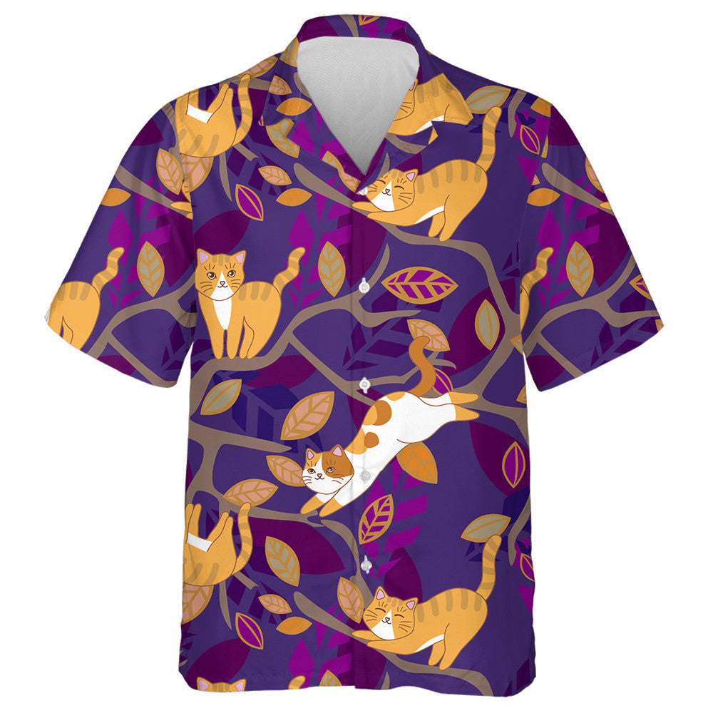 Ginger Red Orange Cat On A Branch Of A Tree Hawaiian Shirt, Hawaiian Shirt Gift, Christmas Gift