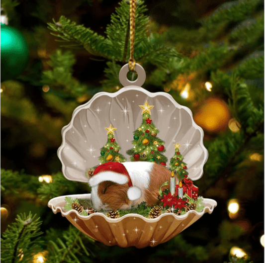 Cute Cute Guinea Pig Sleeping in Pearl Dog Christmas Ornament Flat Acrylic,Christmas Decoration