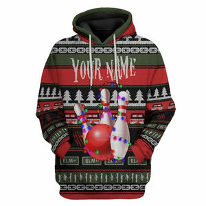 3D Custom Bowling Ugly Christmas Tshirt Hoodie Apparel