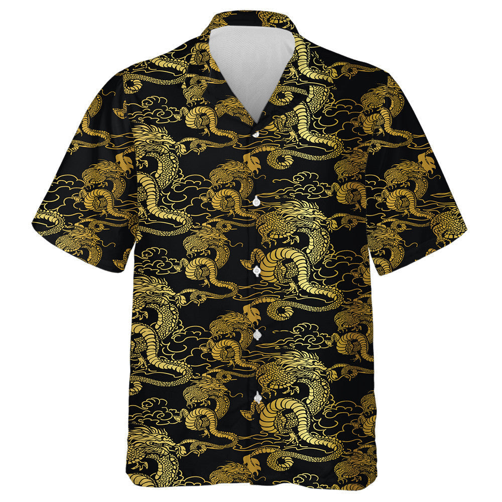 Japanese Chinese Dragon Oriental Line Art Hawaiian Shirt, Hawaiian Shirt Gift, Christmas Gift