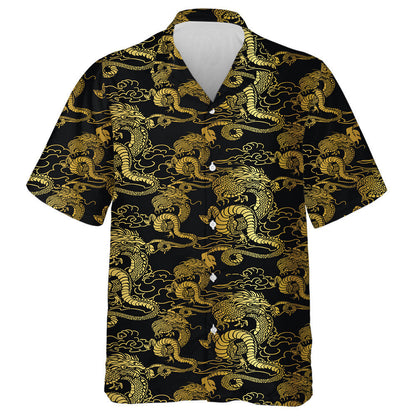 Japanese Chinese Dragon Oriental Line Art Hawaiian Shirt, Hawaiian Shirt Gift, Christmas Gift