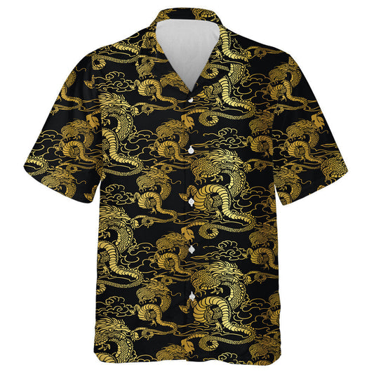 Japanese Chinese Dragon Oriental Line Art Hawaiian Shirt, Hawaiian Shirt Gift, Christmas Gift