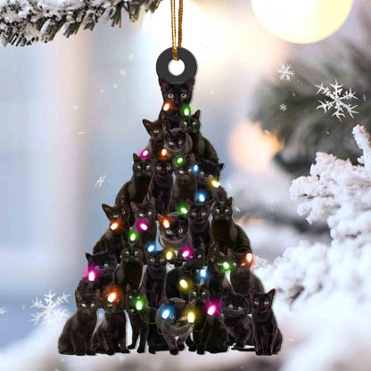 Black Cat Lovely Tree Gift For Black Cat Gift For Cat Mom Ornament,Christmas Gift,Christmas Decoration