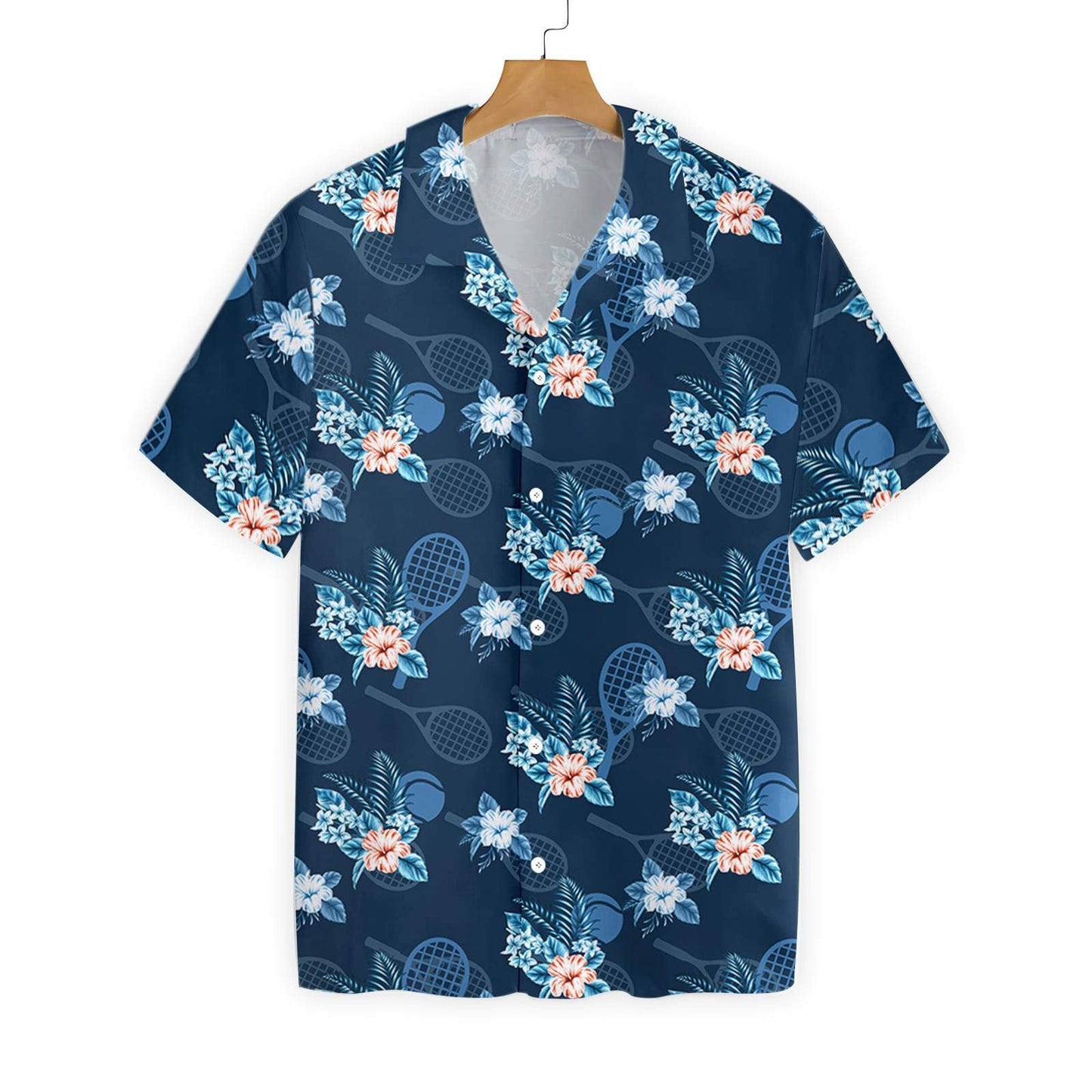 Tropical Tennis 3 On Blue Background Design Hawaiian Shirt, Hawaiian Shirt Gift, Christmas Gift