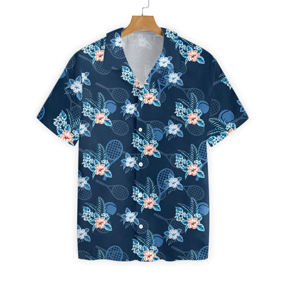 Tropical Tennis 3 On Blue Background Design Hawaiian Shirt, Hawaiian Shirt Gift, Christmas Gift