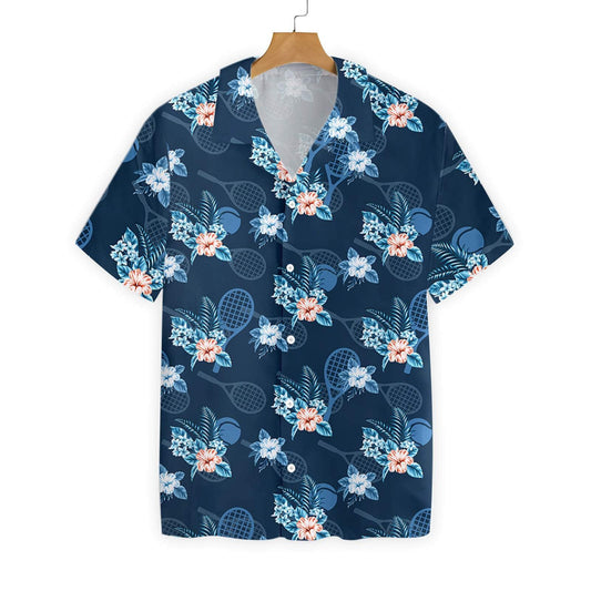 Tropical Tennis 3 On Blue Background Design Hawaiian Shirt, Hawaiian Shirt Gift, Christmas Gift